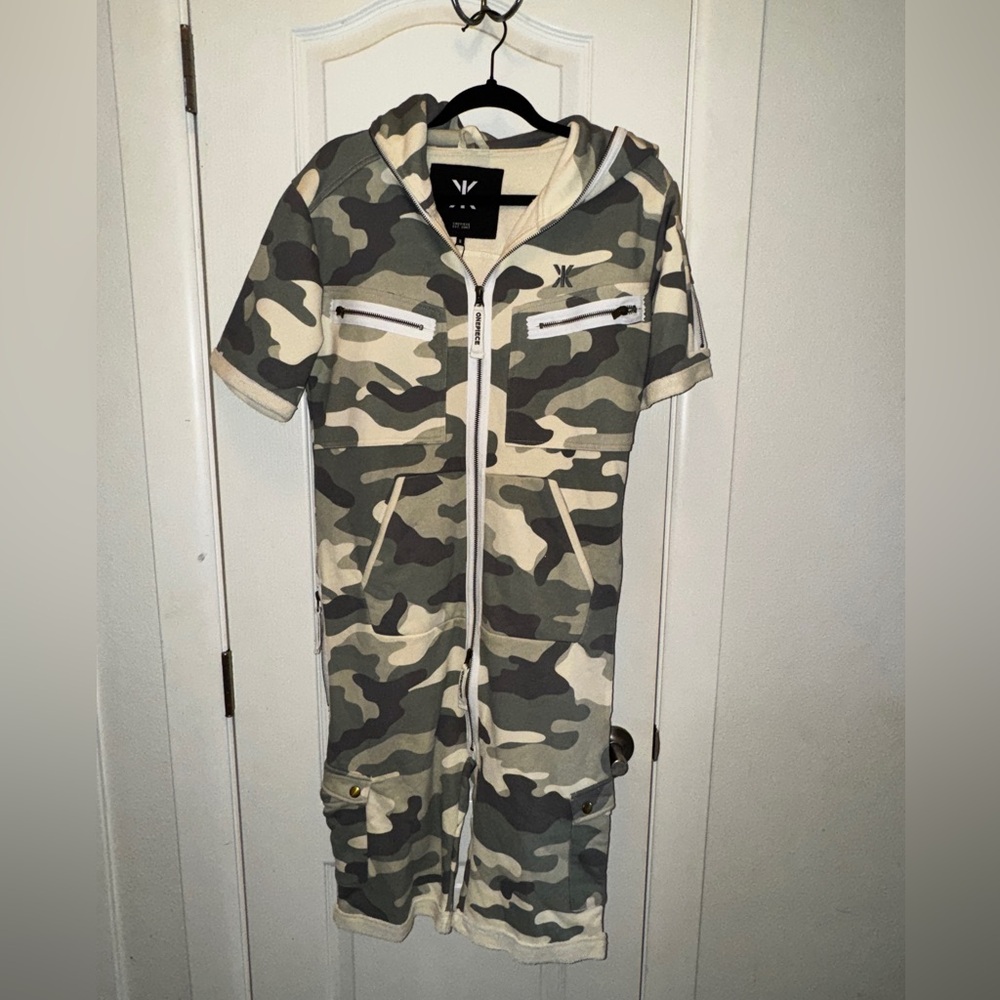 Onepiece Gray and Cream Camouflage Jumpsuit